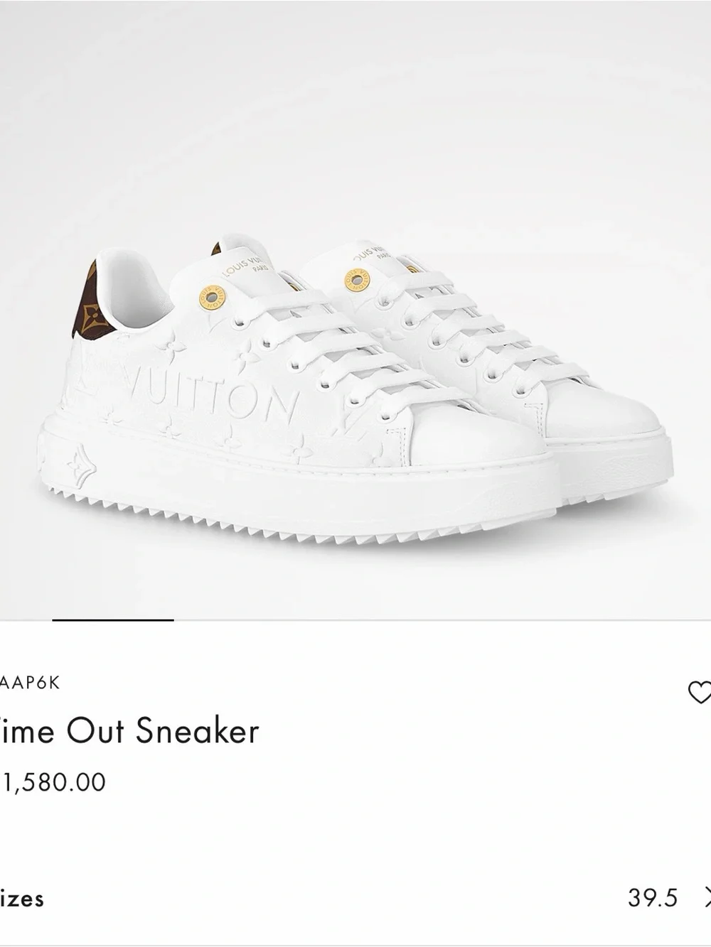 Louis Vuitton White Leather Monogram Heel Low-Top Sneakers - Picture 4 of 4